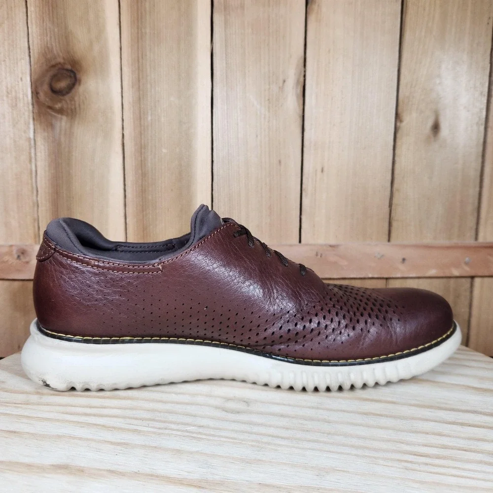 Cole Haan 2.Zerogrand Laser Mens 8.5 Brown Leather Perforated‎ Oxford Casual